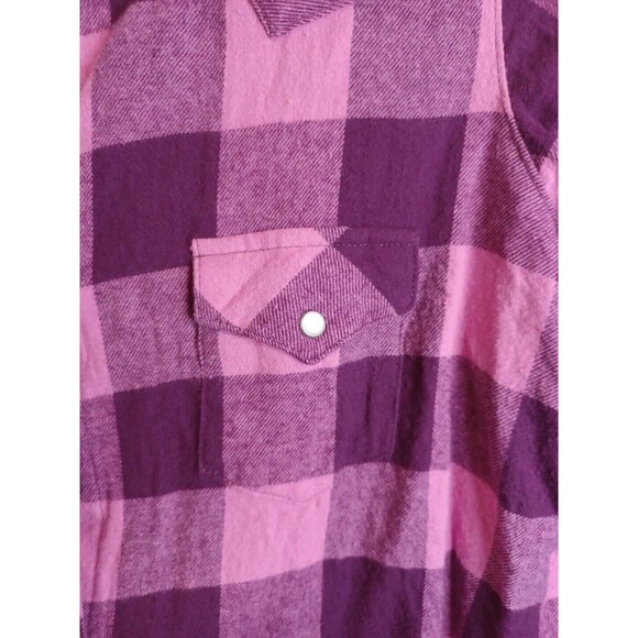 Wrangler Wrancher Western Pearl Snap Shirt M Long Sleeve Pink Plaid Cowgirl - Picture 6 of 8